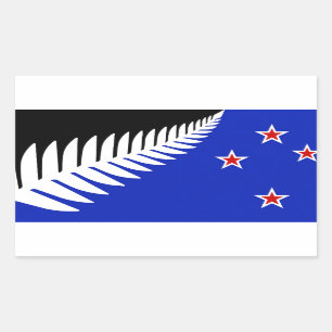 Adesivo Retangular Bandeira Silver Fern Nova Zelândia