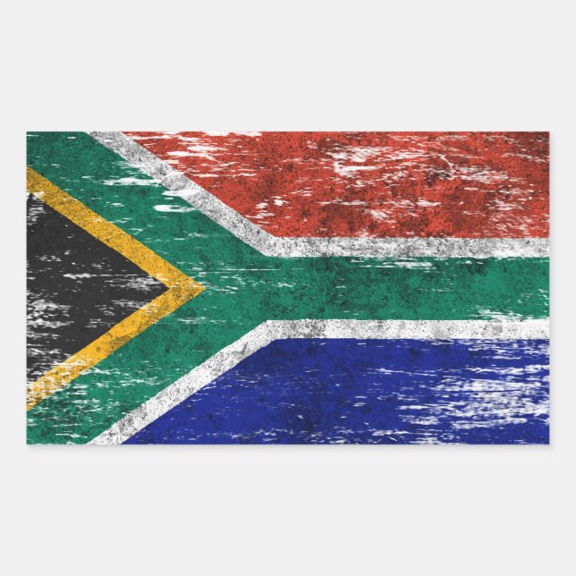 Adesivo Retangular Bandeira sul-africana Vestida e algemada (Frente)