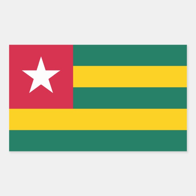 Adesivo Retangular Bandeira Togo/Togolês (Frente)