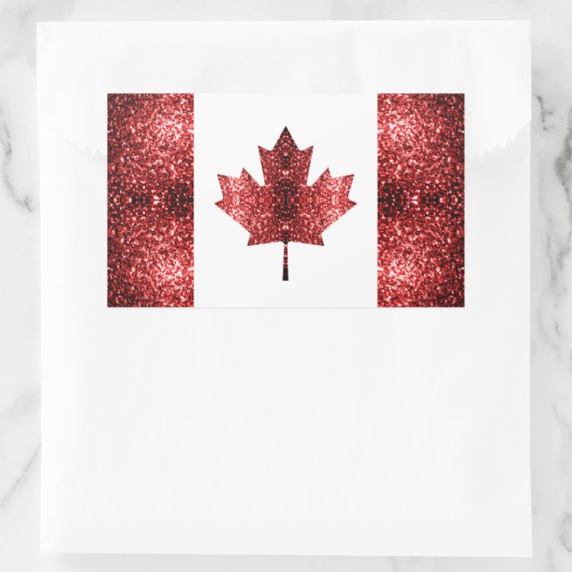 Adesivo Retangular Bandeira vermelha do Canadá (Bolsa)