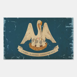 Adesivo Retangular Bandeira VINTAGE.png do estado de Louisiana