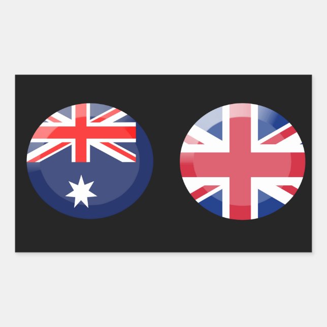 Adesivo Retangular Bandeiras da Austrália e do Reino Unido (Frente)