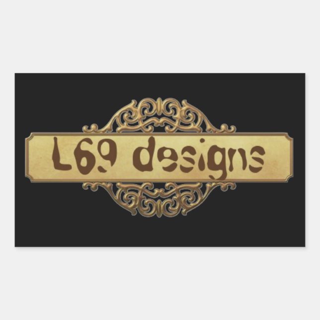 ADESIVO RETANGULAR BANNER DOURADO DESIGNS L69 (Frente)