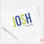 Adesivo Retangular BAR MITZVAH NAME LOGOTIPO verde limão azul real in<br><div class="desc">pelo kat massard >> WWW.SIMPLYSWEETPAPERIE.COM <<<< Precisa de ajuda para seu próprio nome / evento ou para um produto diferente? entre em contato comigo kat@simplysweetpaperie.com - Estou feliz em ajudar :D</div>