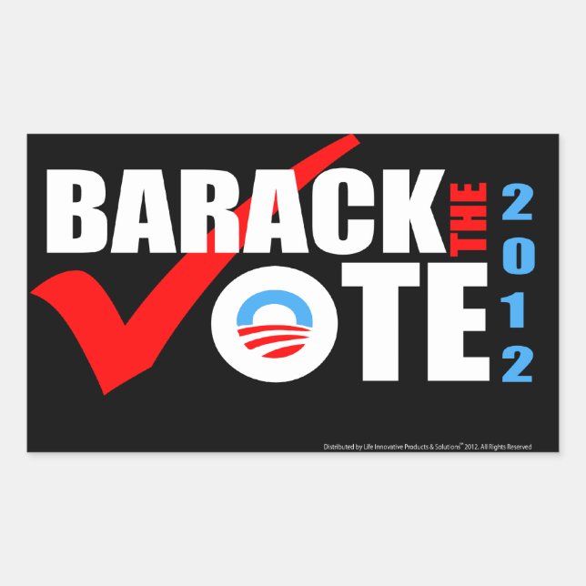 Adesivo Retangular Barack Voto 2012 Vinheta com Ano Vertical (Frente)