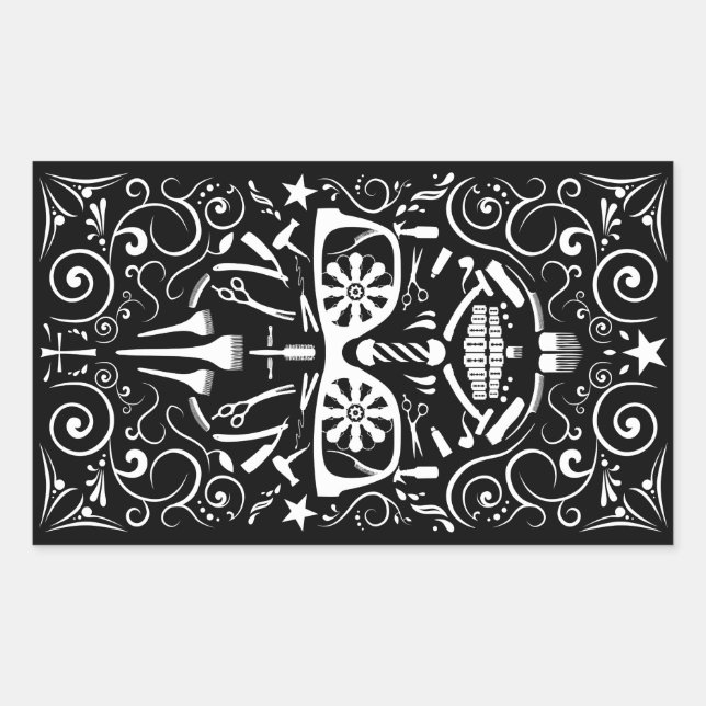 Adesivo Retangular barbearia dia de los muertos (Frente)