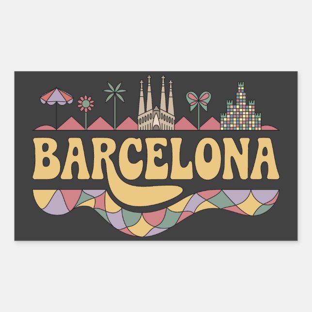 Adesivo Retangular Barcelona Espanha Europa (Frente)