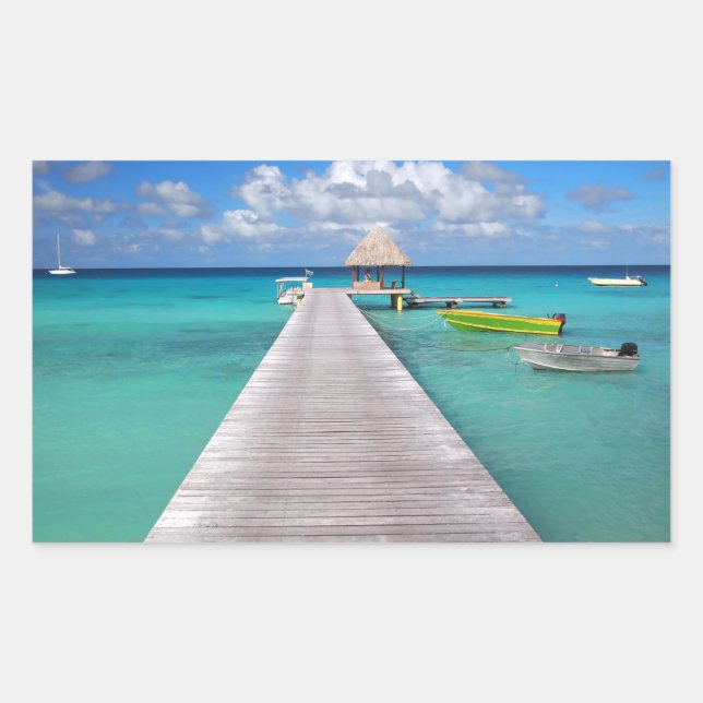 Adesivo Retangular Barcos num jato no retângulo do Pacífico (Frente)