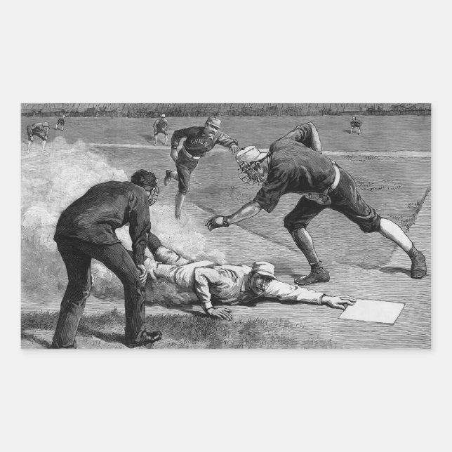 Adesivo Retangular Baseball Antigo por Thure De Thulstrup, 1885 (Frente)