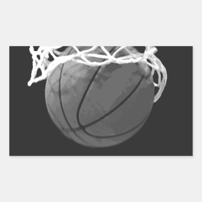 Adesivo Retangular Basquete preto e branco (Frente)