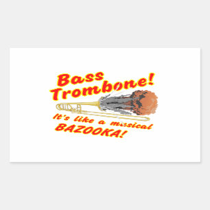 Adesivo Retangular Bass Trombone Musical Bazooka