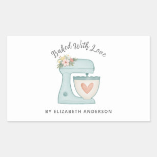 Adesivo Retangular Batedeira De Bolo Retangular Fofo Assado Com Amor