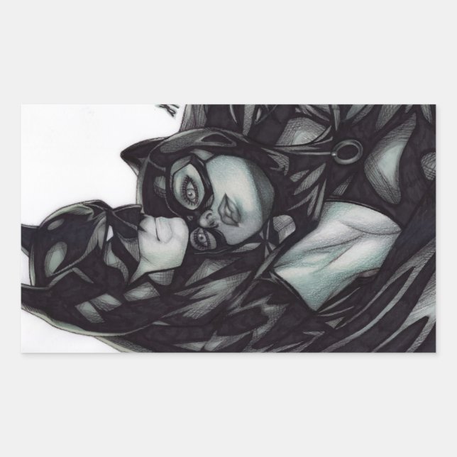 Adesivo Retangular Batman & Catwoman ~ Bruce Wayne & Selina Kyle (Frente)