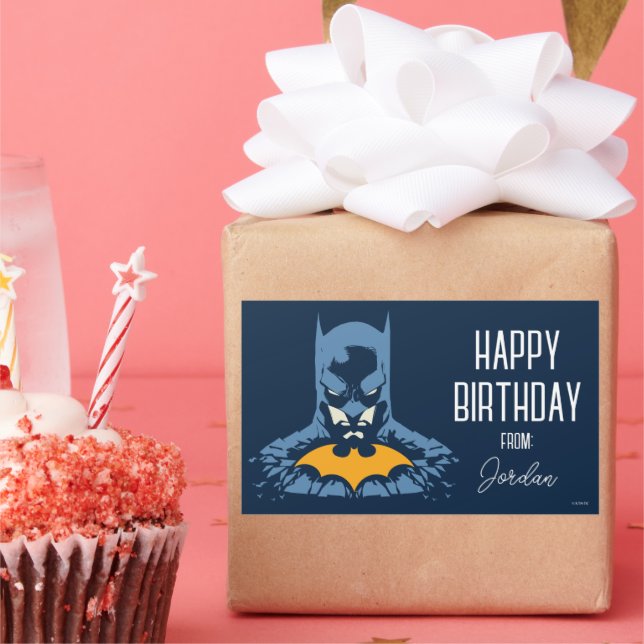 Adesivo Retangular Batman Quebrado Com Dourado | Feriados felizes (Festa)