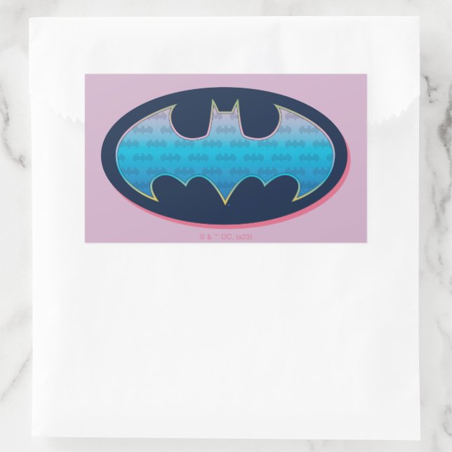 Adesivo Retangular Batman | Símbolo rosa e azul (Bolsa)