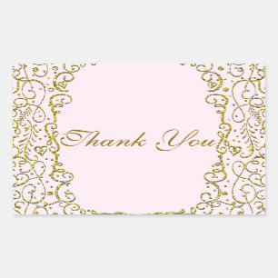 Adesivo Retangular Batom Rosa Dourado Castelo Festa de Aniversário da