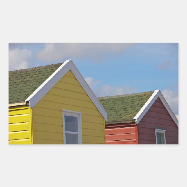 Adesivo Retangular Beach Huts | Southwold, Inglaterra (Frente)