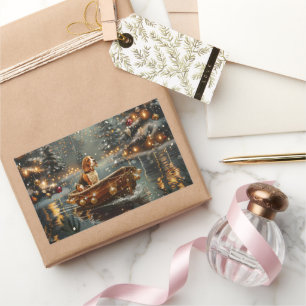 Adesivo Retangular Beagle Christmas Festive Voyage