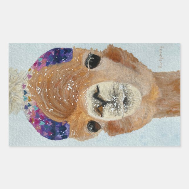 Adesivo Retangular Beanie Llama (Frente)
