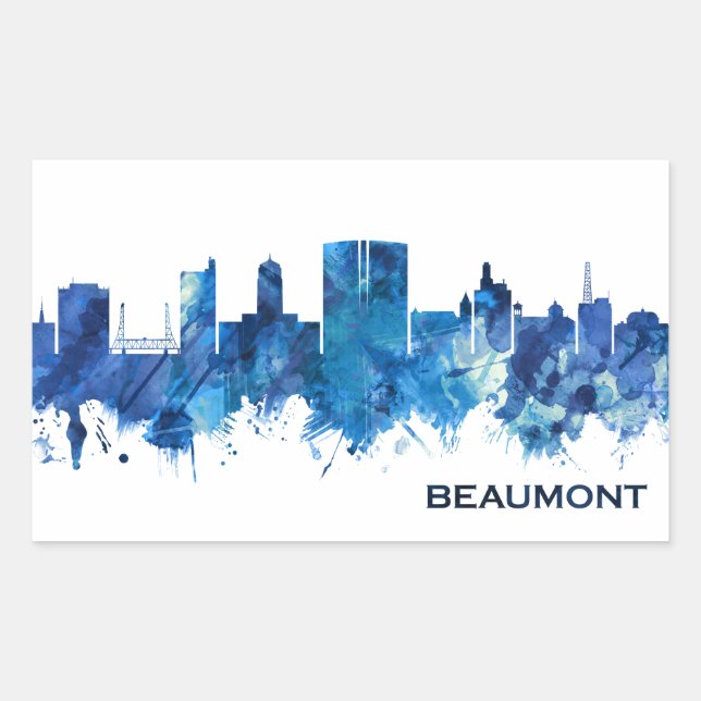 Adesivo Retangular Beaumont Texas Skyline Blue (Frente)
