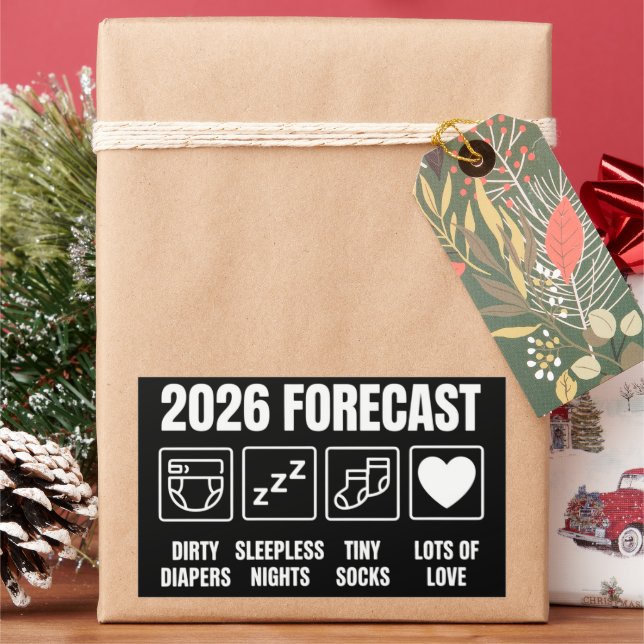 Adesivo Retangular Bebê Chegando Em Breve Previsão 2026 Chuveiro de B (Feriado)