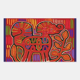 Adesivo Retangular Bebê Elefante Indiano Kuna - Arte Popular Mola