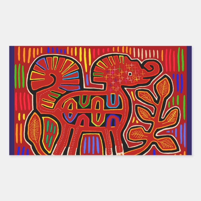 Adesivo Retangular Bebê Elefante Indiano Kuna - Arte Popular Mola (Frente)