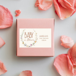 Adesivo Retangular Bebê no Bloom Rustic Terracotta Floral Chá de fral