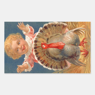 Adesivo Retangular Bebê perseguindo Tom Turkey Vintage Sticker