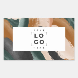 Adesivo Retangular bege, abstrato verde pintou o mínimo moderno