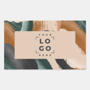 Adesivo Retangular bege, abstrato verde pintou o mínimo moderno