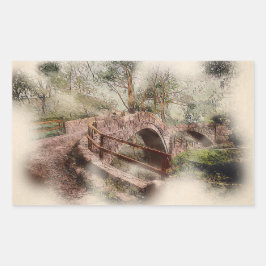 Adesivo Retangular Beggars Bridge, Glaisdale - Watercolour Art