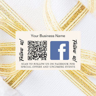 Adesivo Retangular Beige business qr code Facebook
