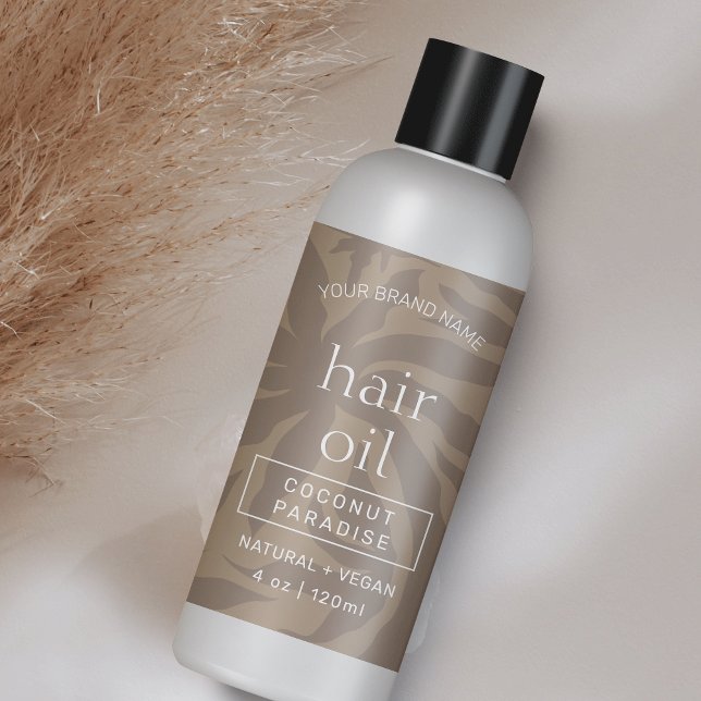 Adesivo Retangular Beige Neutro Moderno 4 OZ Rótulo do Frasco Cosméti (Modern neutral beige aesthetic cosmetic bottle wrap around label with fully editable text & colors)