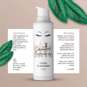 Adesivo Retangular Beige Retro Font Lash Bath Shampoo Envolve