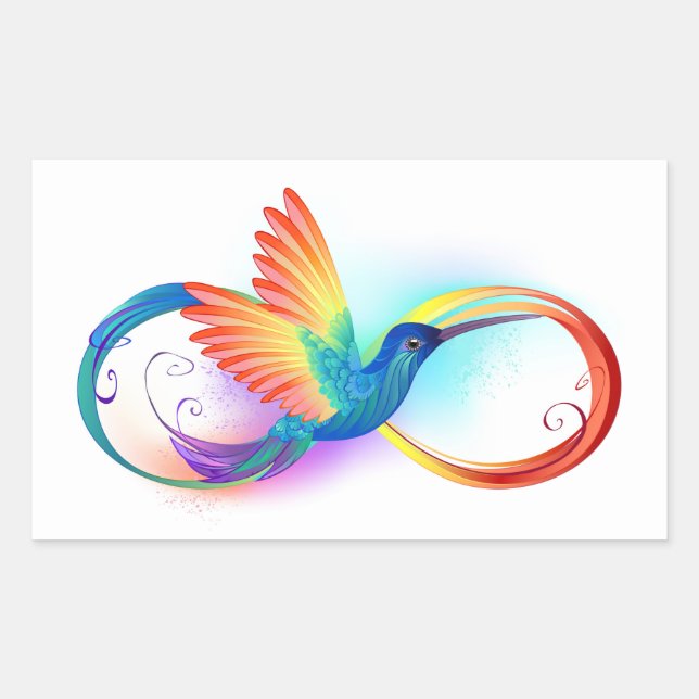 Adesivo Retangular Beija-flor Arco-íris com símbolo de Infinito (Frente)
