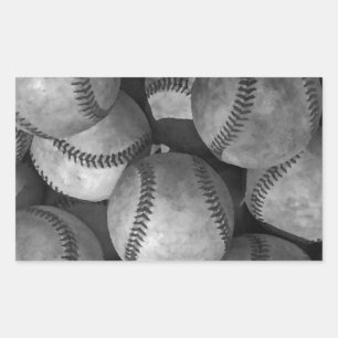 Adesivo Retangular Beisebol Preto e Branco