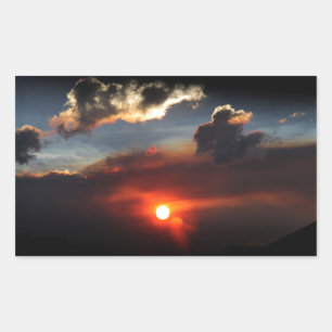 Adesivo Retangular bela foto de pôr do sol esfumaçado
