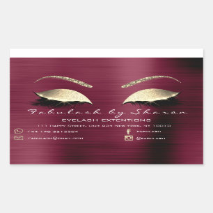 Adesivo Retangular Beleza Maquietada Salon Borgonha Endereço Luxo