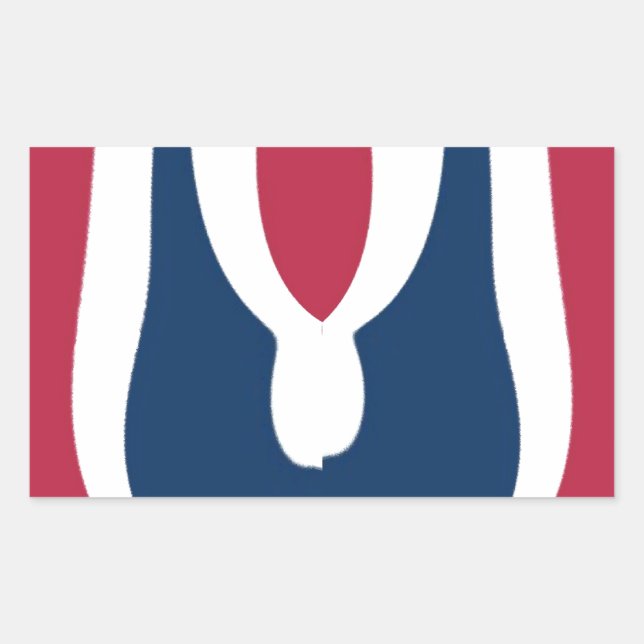 Adesivo Retangular Belo Abstrato de cor vermelho, branco, azul de tex (Frente)