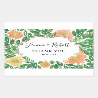 Adesivo Retangular Belo Casamento de Pintura Por Aquarela