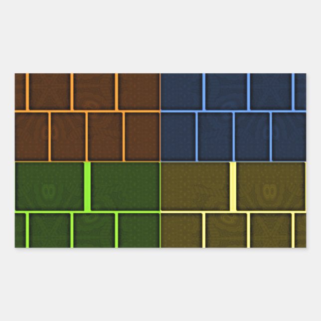Adesivo Retangular Belo Design Geométrico de Cores de Arco-íris Incrí (Frente)
