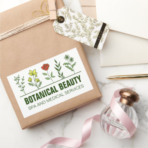 Adesivo Retangular Belo Salão de Spa Botânico Floral Verde