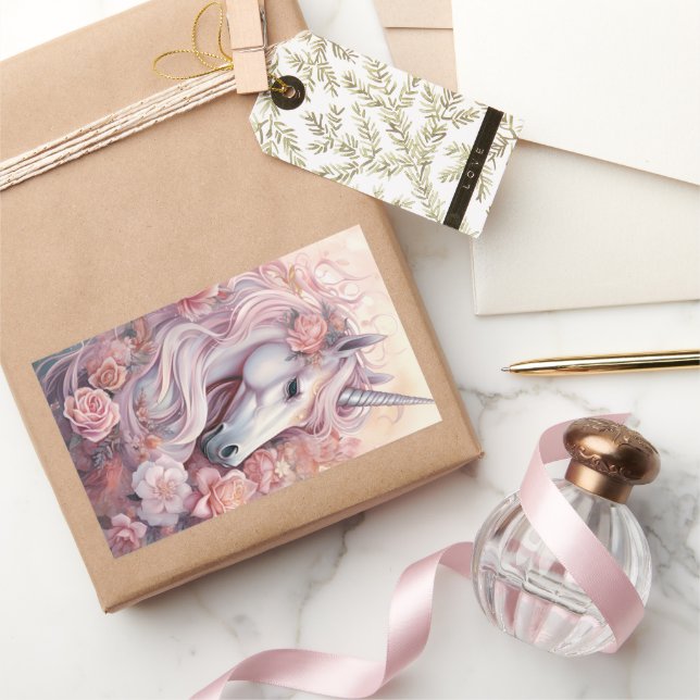 Adesivo Retangular Belo Unicórnio (Presentear)