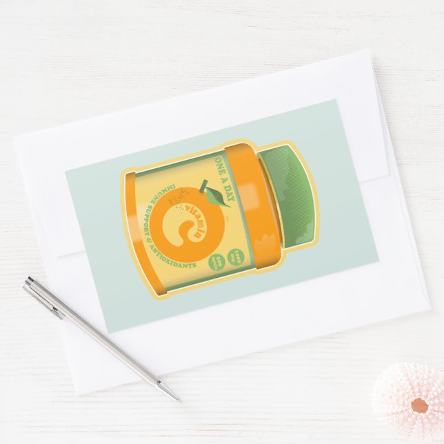 Adesivo Retangular Bem-estar da vitamina C (Envelope)