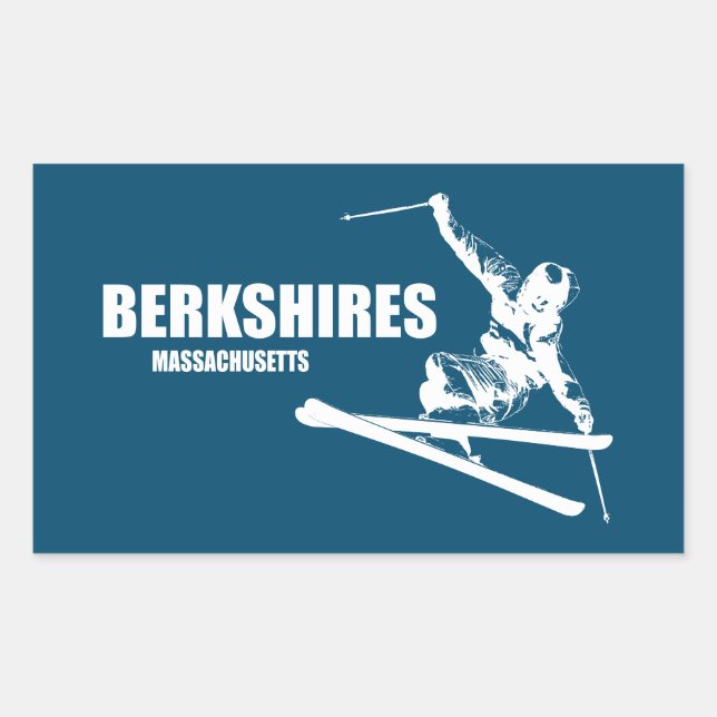 Adesivo Retangular Berkshires Massachusetts Skier (Frente)
