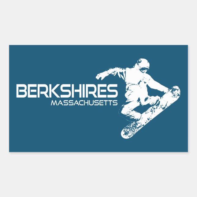 Adesivo Retangular Berkshires Massachusetts Snowboarder (Frente)