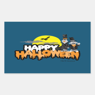 Adesivo Retangular Bert e Ernie   Feliz Dia das Bruxas