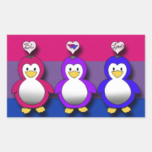 Adesivo Retangular Bi Love Bi Pride Cute penguins
