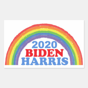 Adesivo Retangular Biden Harris 2020 Rainbow